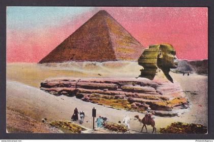 Vintage postcard EGYPT Cairo Sphinx and Pyramid of Cheops