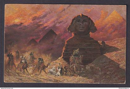 Vintage postcard EGYPT Cairo Sphinx in the Simoon 1921