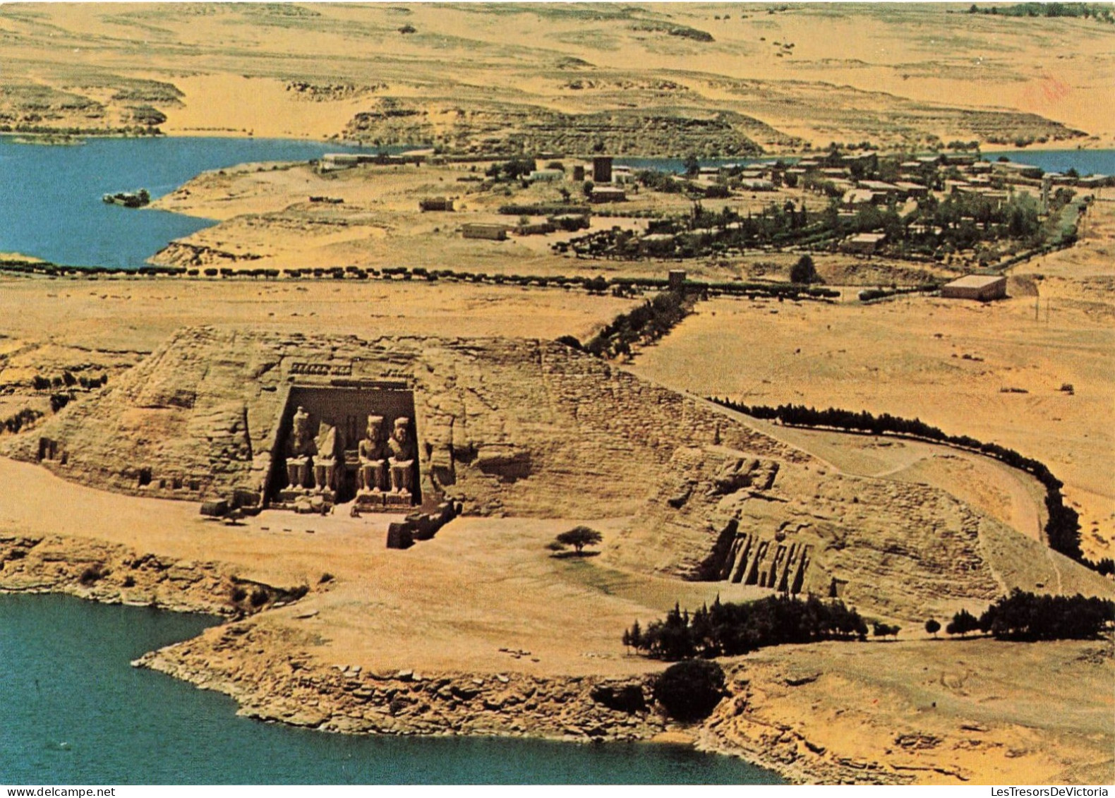 EGYPTE - Abu Simbel - vue aérienne des Temples - vue d'ensemble - Carte Postale Ancienne