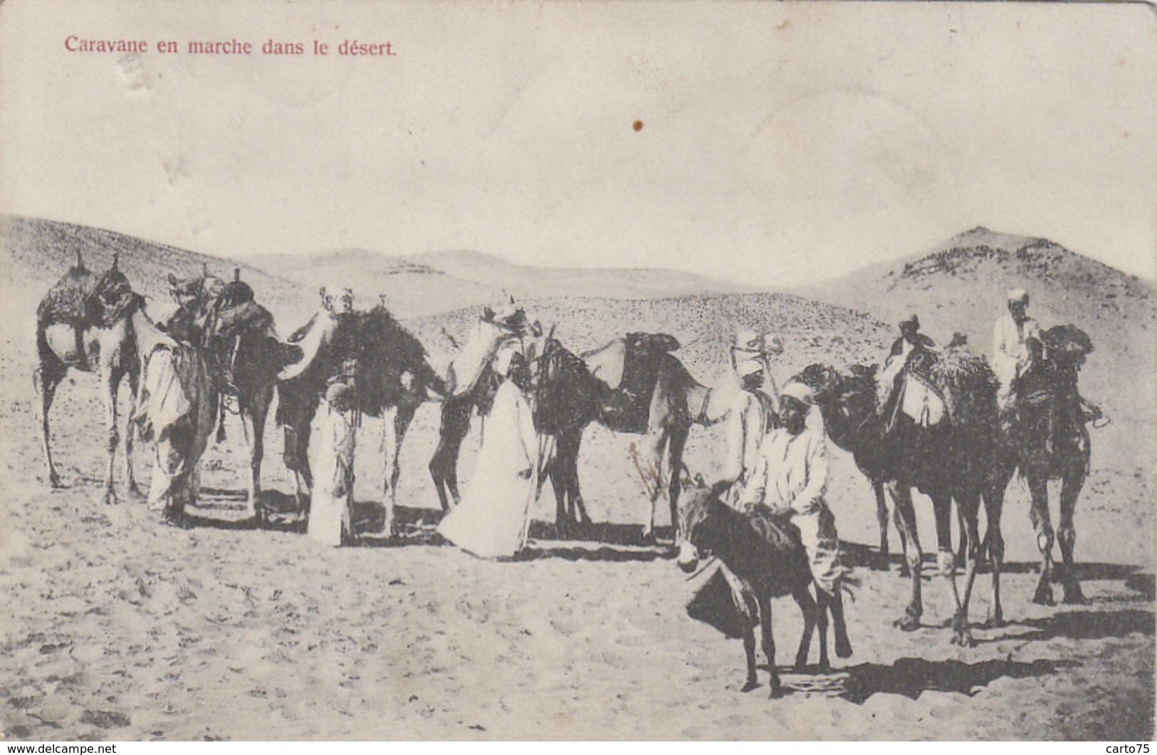 Egypte - Caravane en marche dans le désert - Oblitération 1907 Asyut Cairo