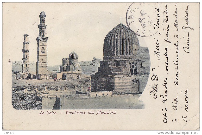 Egypte - Le Caire Cairo - Précurseur Tombeaux des Mameluks  - Postmarked Cairo Fayoum 1908