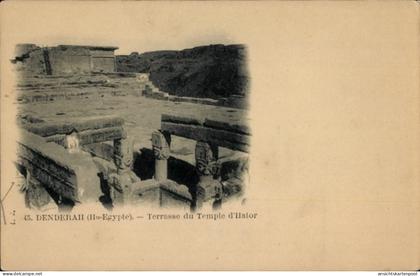 CPA Denderah Qina Ägypten, Terrasse vom Hator Tempel