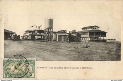CPA Djibouti Dschibuti, La Gare, Bahnhof