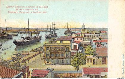 A625 Egypt Spanish Transports Anchored War Port Said Steamboats postcard
