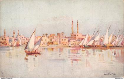 B288 Egypt Damietta Sailing Boats vintage postcard
