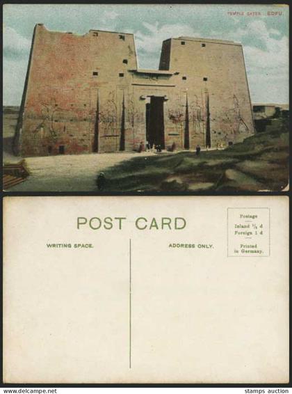 Egypt Old Colour Postcard EDFOU EDFU Temple Gates Wall Carving