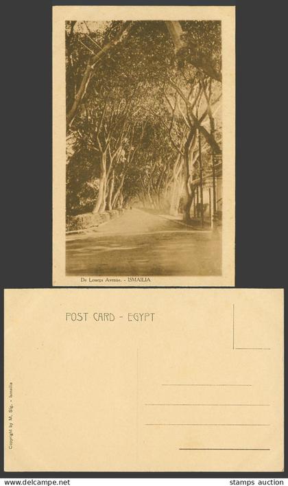 Egypt Old Postcard Ismailia De Lesseps Avenue Ave. Street Scene M. Stg. Ismailia