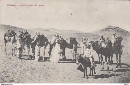 Egypte - Caravane en marche dans le désert - Oblitération 1907 Asyut Cairo