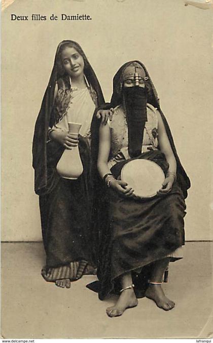 ref G799- egypte - deux filles de damiette - carte bon etat   -