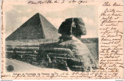 CPA Carte Postale Egypte Giseh Sphynx et Pyramide de Cheops 1900-VM100534