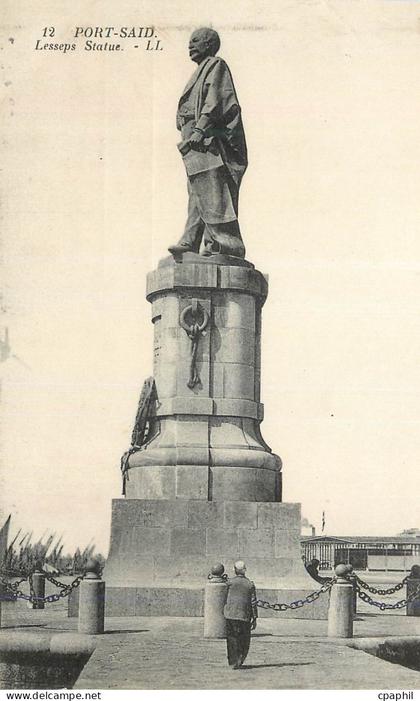 CPA Port Said Lesseps Statue