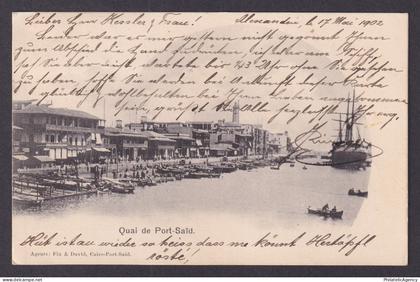 Vintage postcard EGYPT Port Said Port 1902