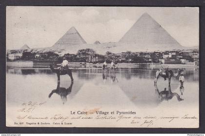 Vintage postcard EGYPT Cairo Village and Pyramides 1907