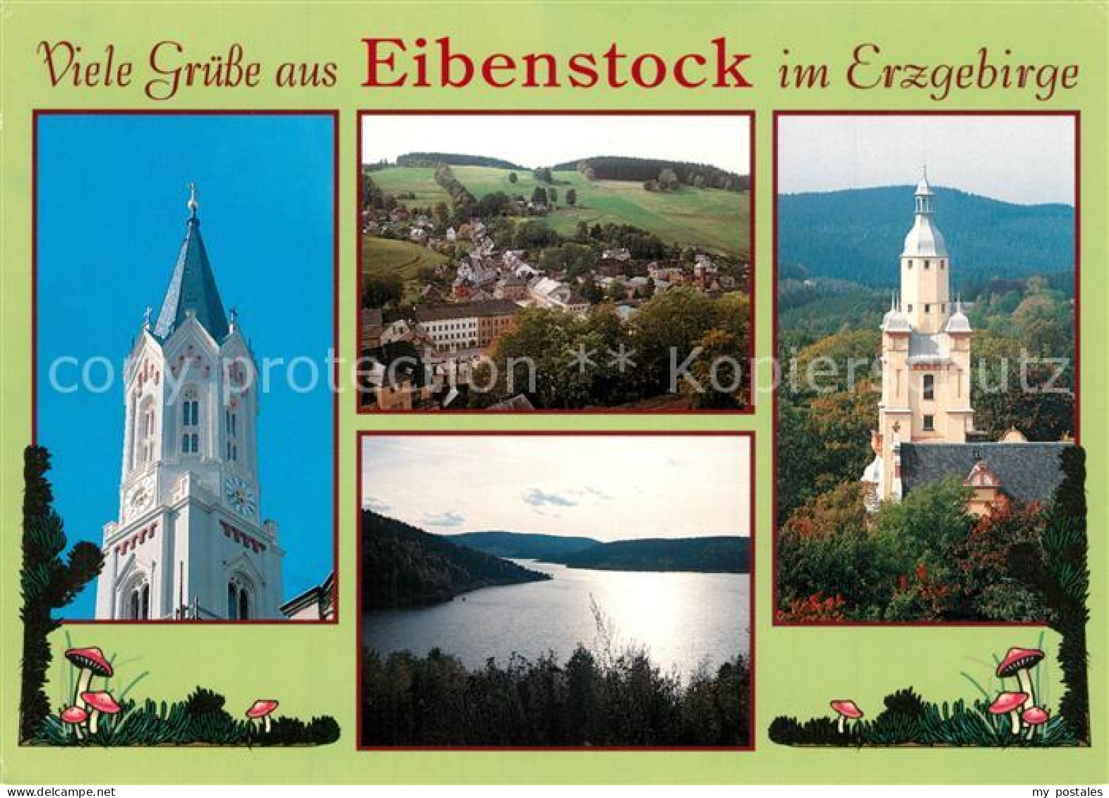 Eibenstock Stadtkirche Blick vom Kirchturm Rathaus Talsperre Eibenstock