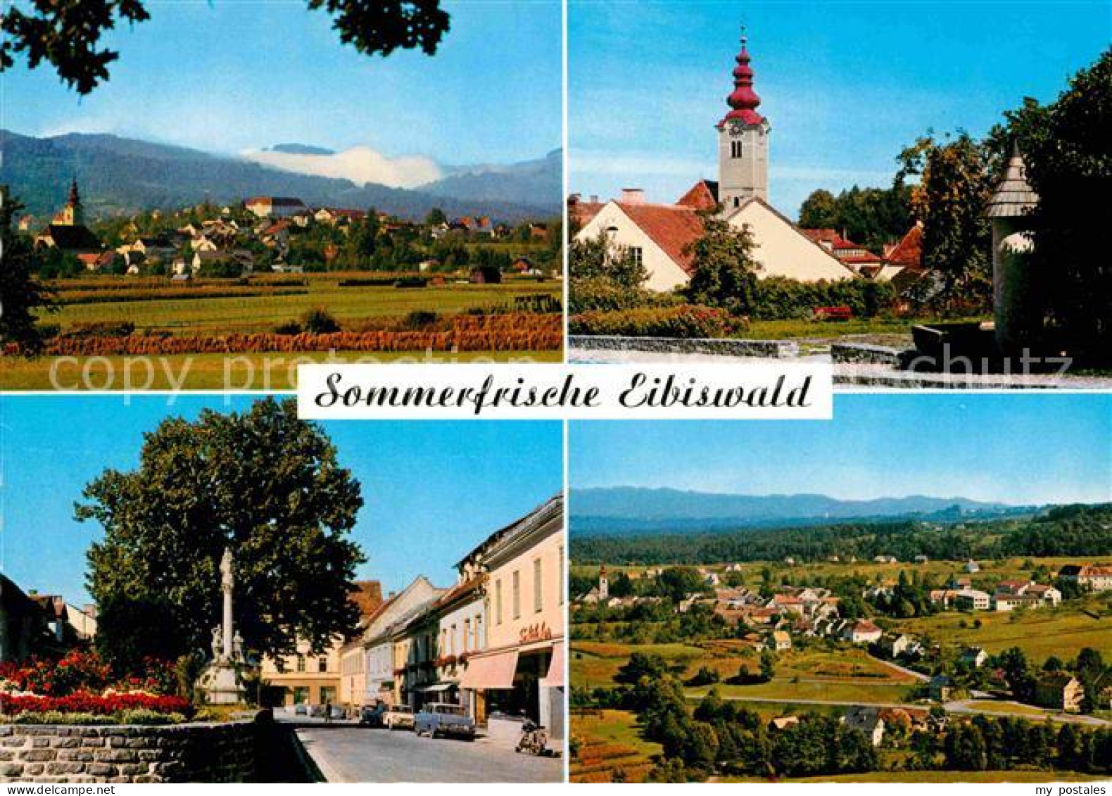 Eibiswald Steiermark Ortsansicht mit Kirche Strassenpartie Alpenblick