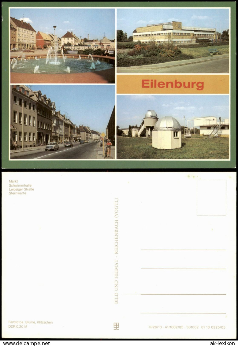 Eilenburg DDR MB AK Markt Schwimmhalle Leipziger Straße Sternwarte 1985
