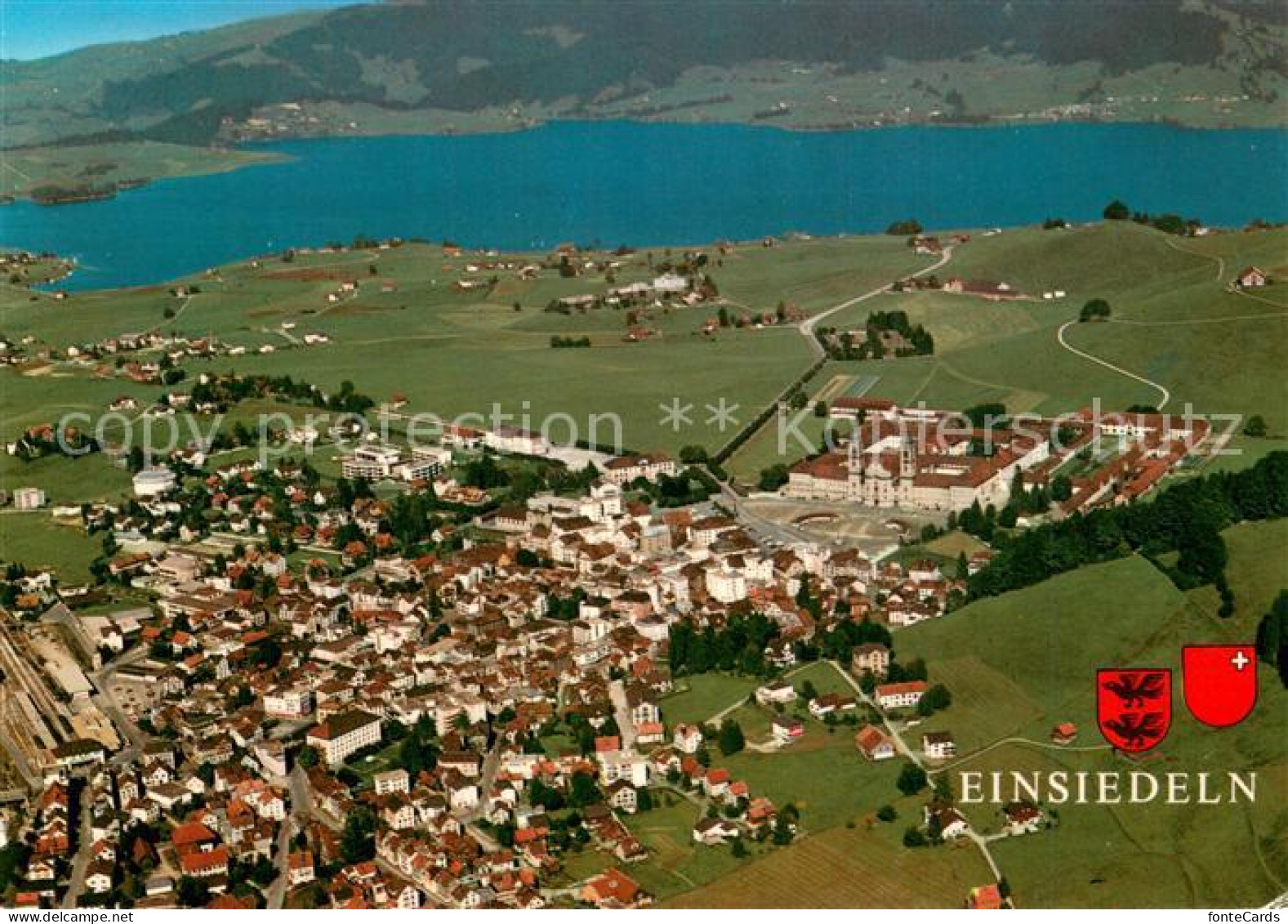 Einsiedeln SZ Kloster Sihlsee Fliegeraufnahme