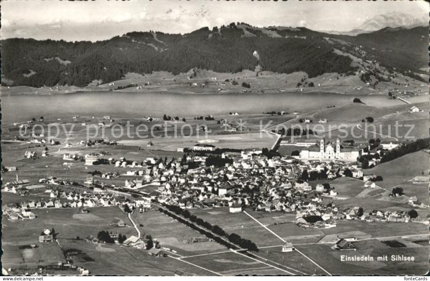 Einsiedeln SZ Totalansicht mit Sihlsee