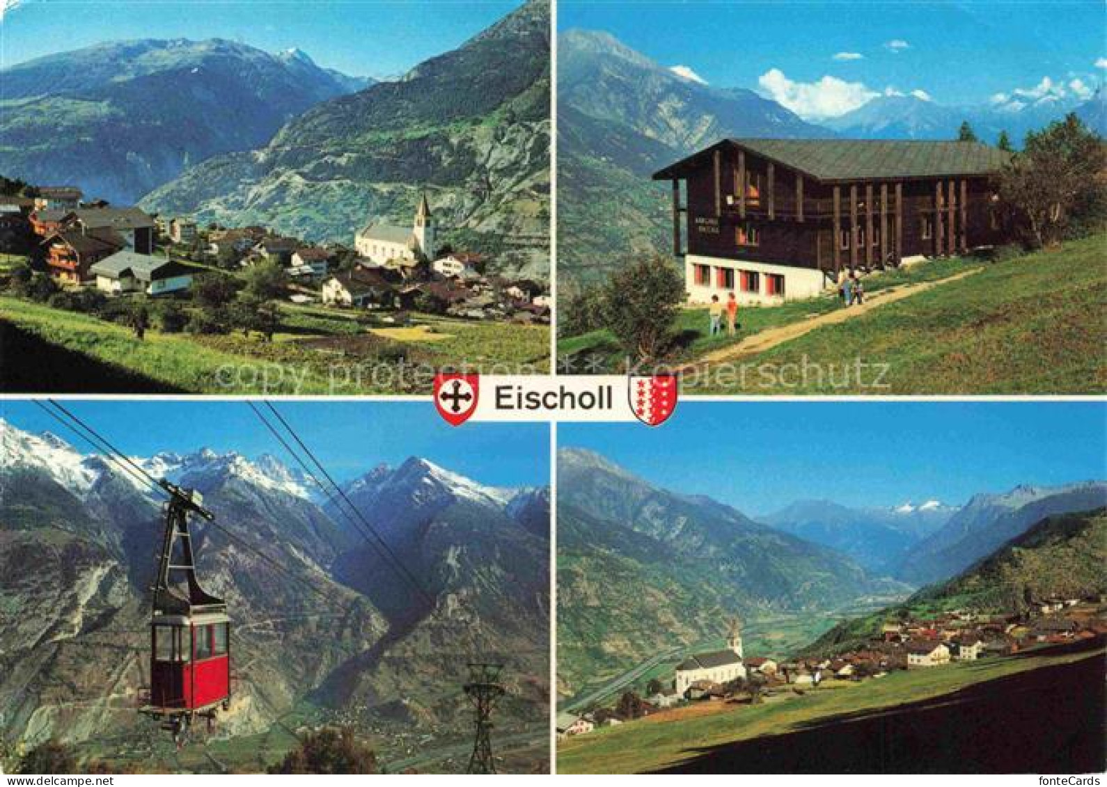 Eischoll Raron VS Balmhorn Bietschhorn Rhonetal Metjen Seilbahn Bergdorf Kirche