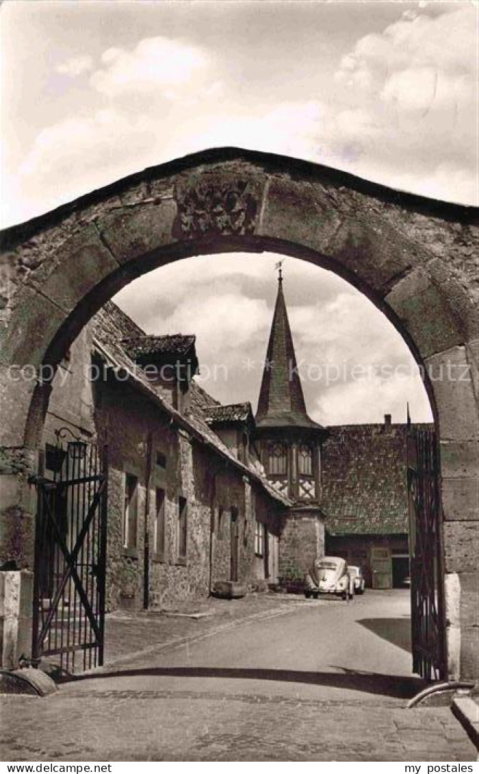 Eisenbach Vogelsbergkreis Lauterbach Hessen Beintor Torbogen Kirche Kirchturm VW