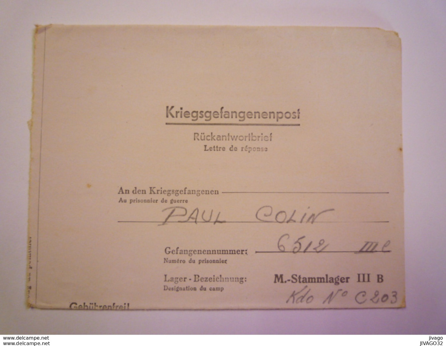 EISENHÜTTENSTADT  :  Kriegsgefangenenpost  (pas de texte)