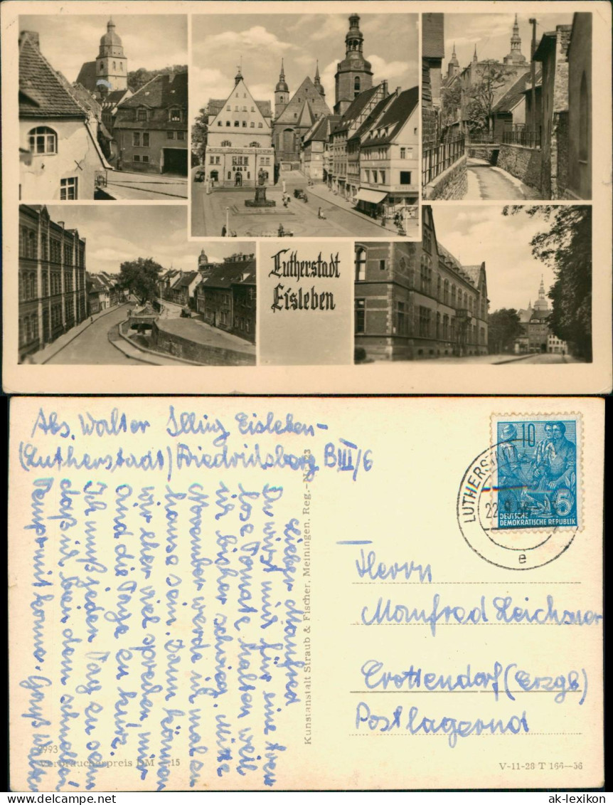 Eisleben Lutherstadt Eisleben DDR Mehrbildkarte mit div. Ortsansichten 1958