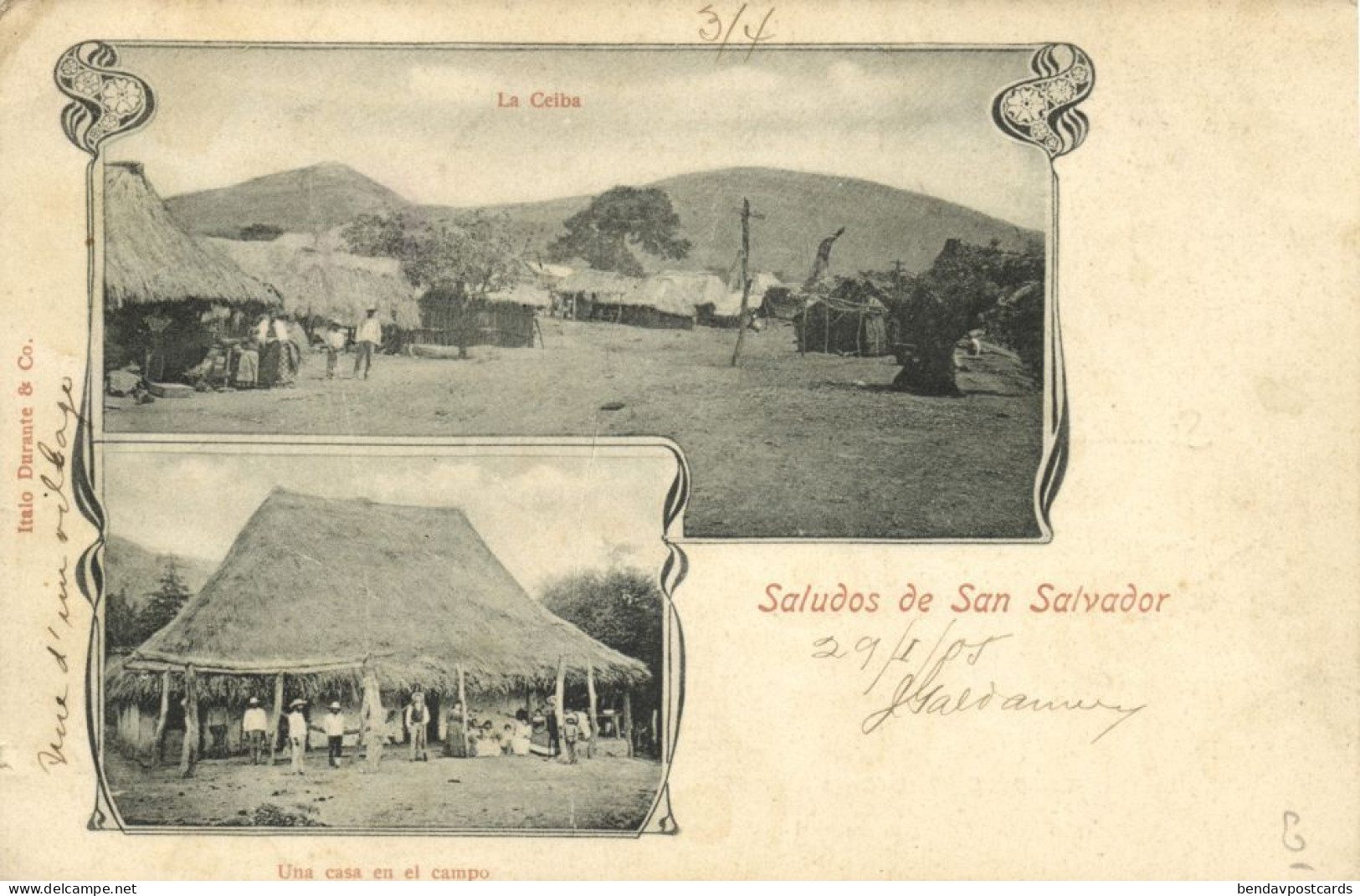 el salvador, SAN SALVADOR, La Ceiba, Una Casa en el Campo (1905) Postcard