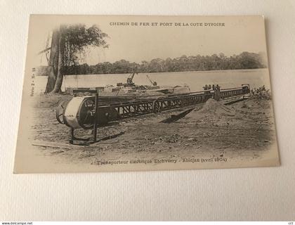 COTE-d'IVOIRE - Chemin de fer et port de la Cote d'Ivoire - Transporteur électrique Etchvérry Abidjan  (avril 1904)