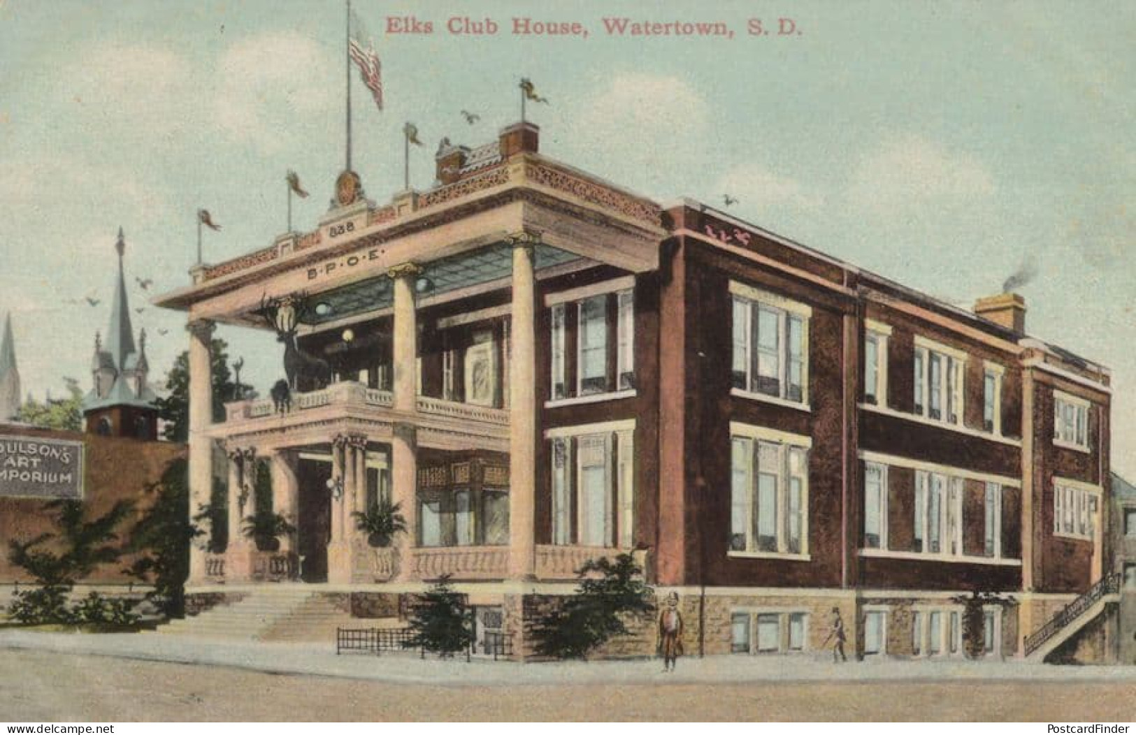 Elks Club House Watertown USA Old Postcard