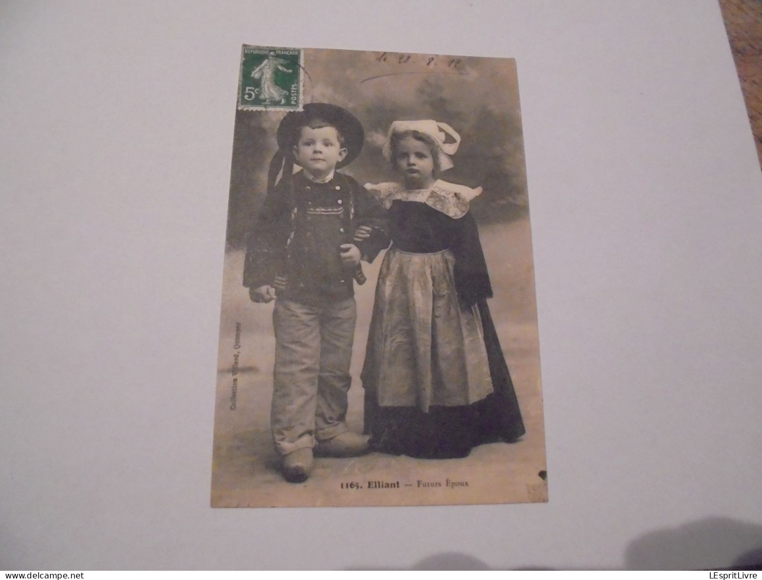 ELLIANT Futurs Epoux Enfants Costume Folklore Carte Postale PK CP