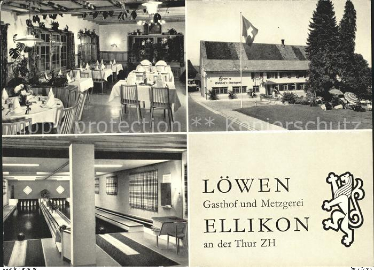 Ellikon Thur Gasthof Metzgerei Loewen Restaurant Kegelbahn Flagge