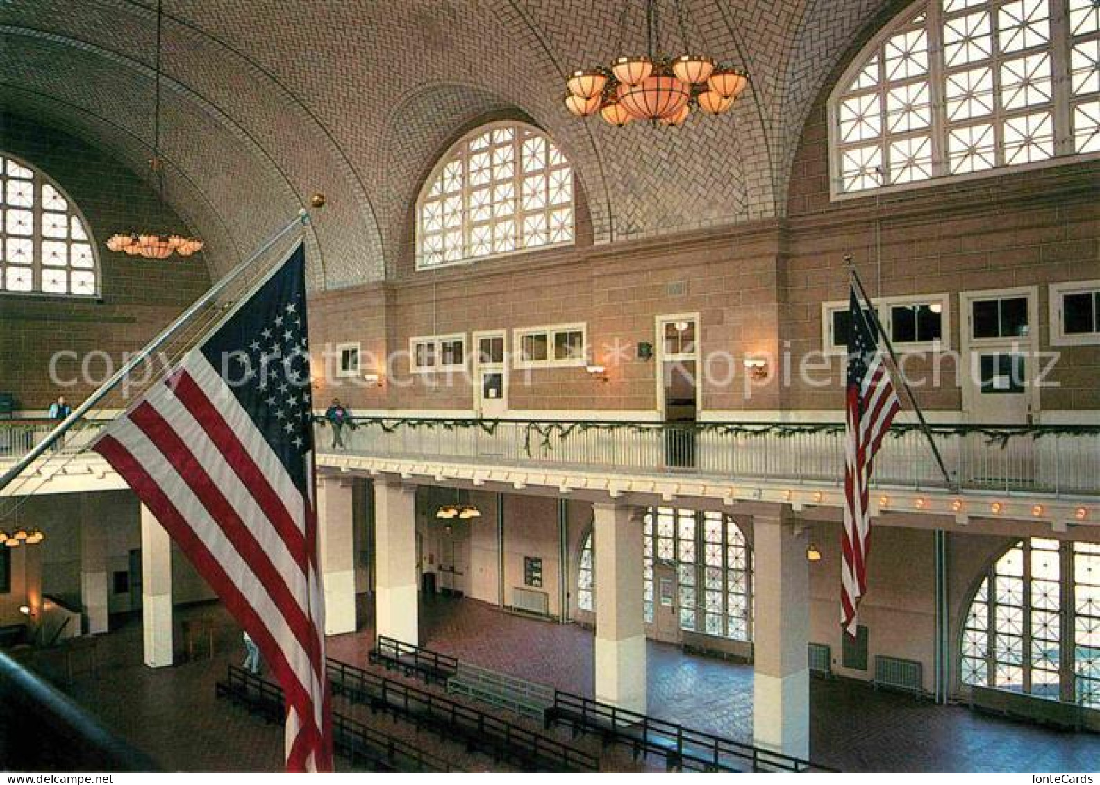 Ellis Island New York Registry Room Great Hall American Flag