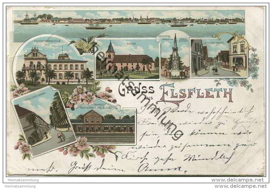 Elsfleth - Navigationsschule - Mühlenstrasse - Bahnhof Restaurant Ed. Fleck - Kirche - Denkmal - Steinstrasse