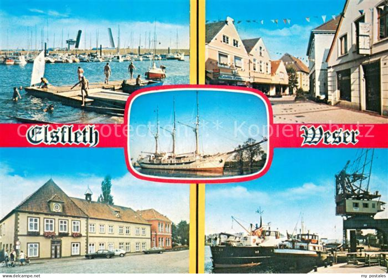 Elsfleth Wesermarsch Niedersachsen Jachthafen Strassenpartie Gaststaette Fischku