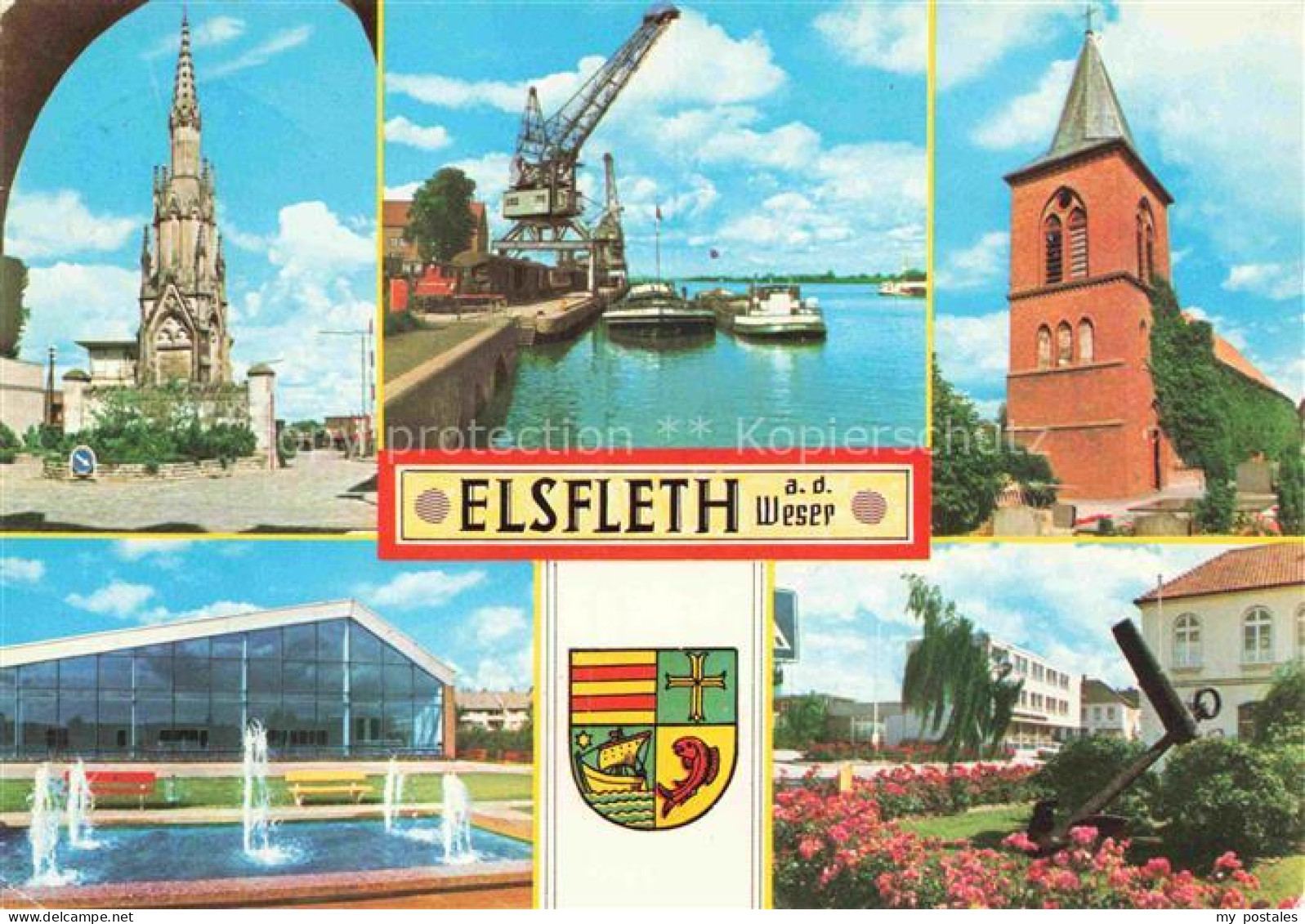 Elsfleth Wesermarsch Niedersachsen Kirche Hafen Kran Wasserspiele Anker