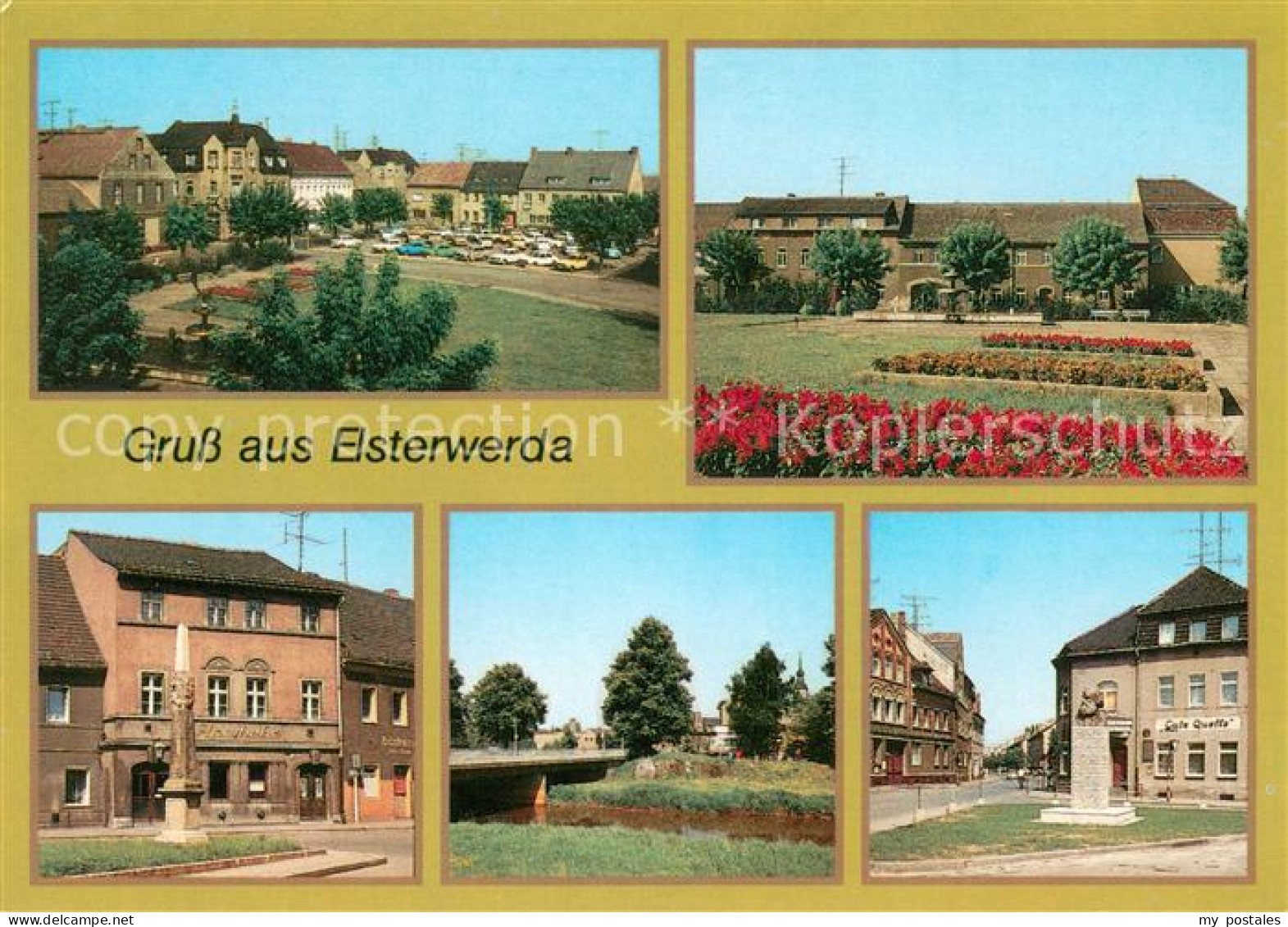 Elsterwerda Am Markt Postmeilensaeule Elsterbruecke Karl Marx Platz