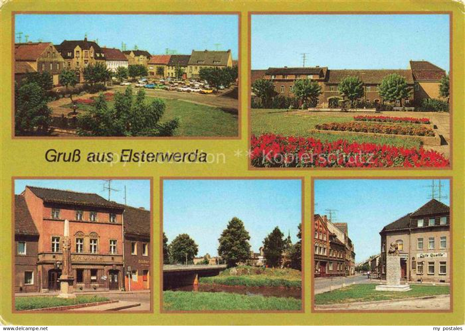 Elsterwerda Markt Postmeilensaeule Elsterbruecke Karl Marx Platz