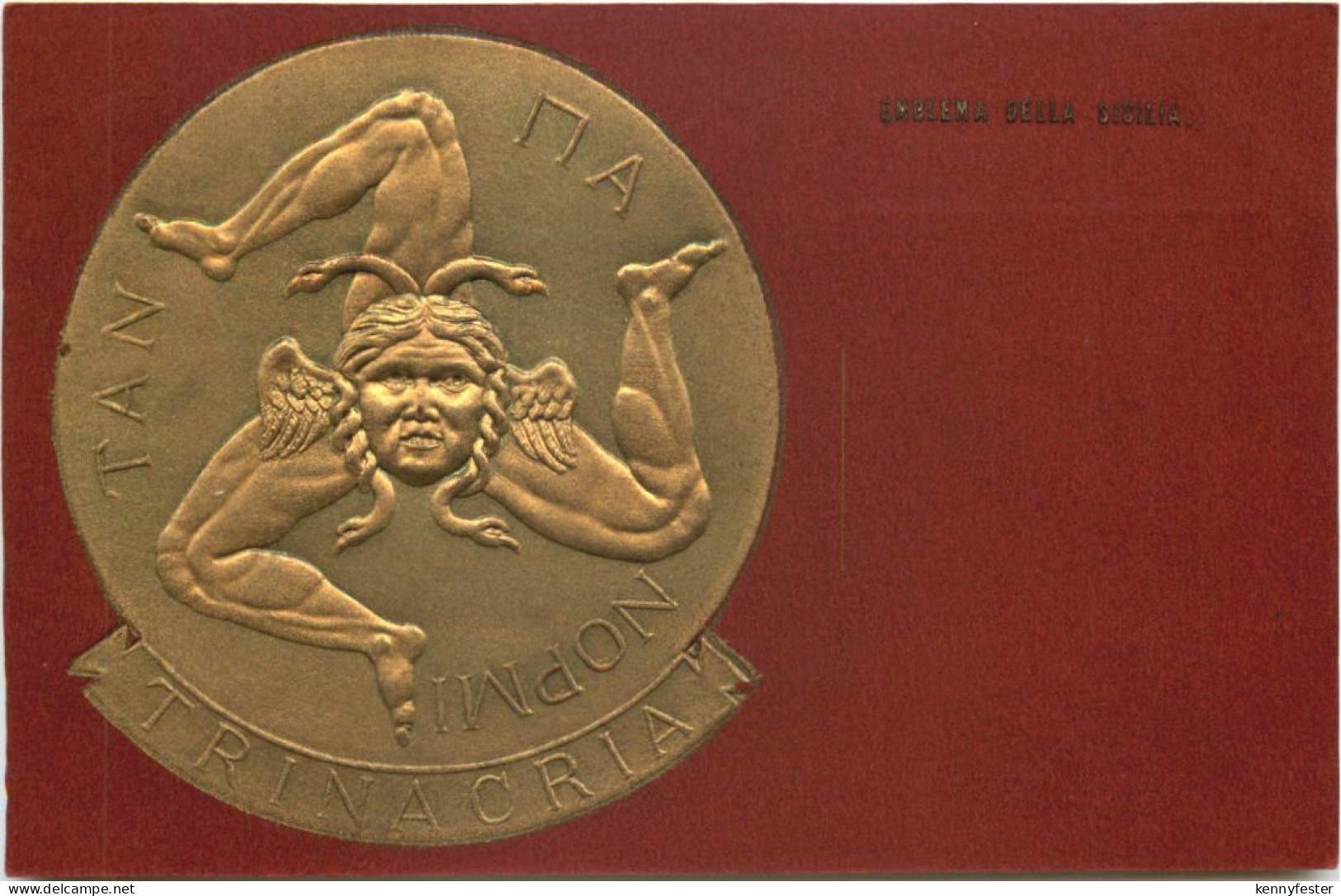 Emblema della Sicilia - Trinacria - Prägekarte