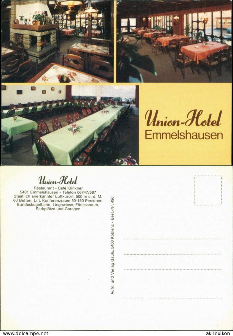 Emmelshausen Union-Hotel Restaurant Café Klinkner MB Innenansichten 1975