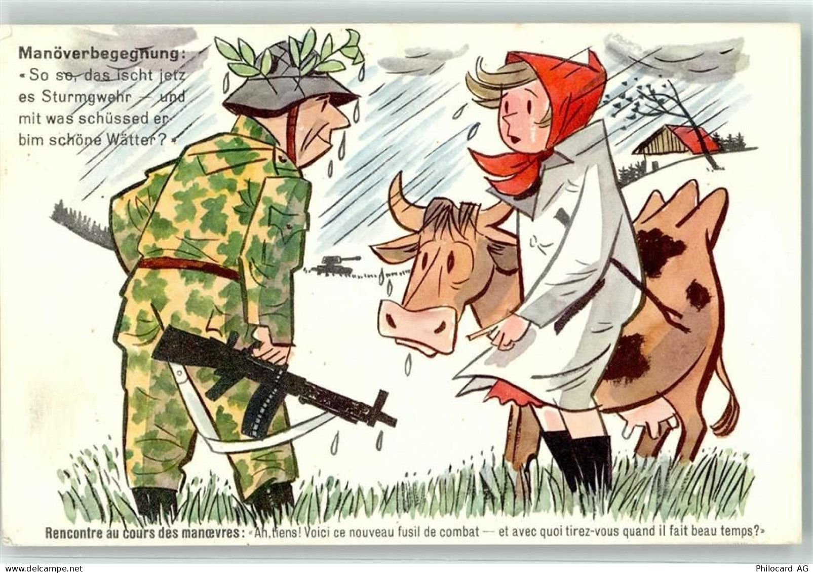 Emmen Soldaten Humor Karikatur Feldpost Kaserne Militär Schweiz - 39497090