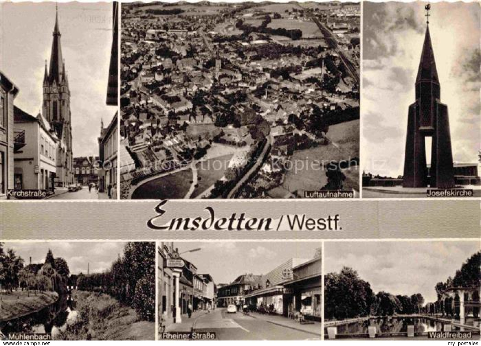 Emsdetten Kirchstrasse Fliegeraufnahme Josefskirche Am Muehlenbach Rheiner Stras