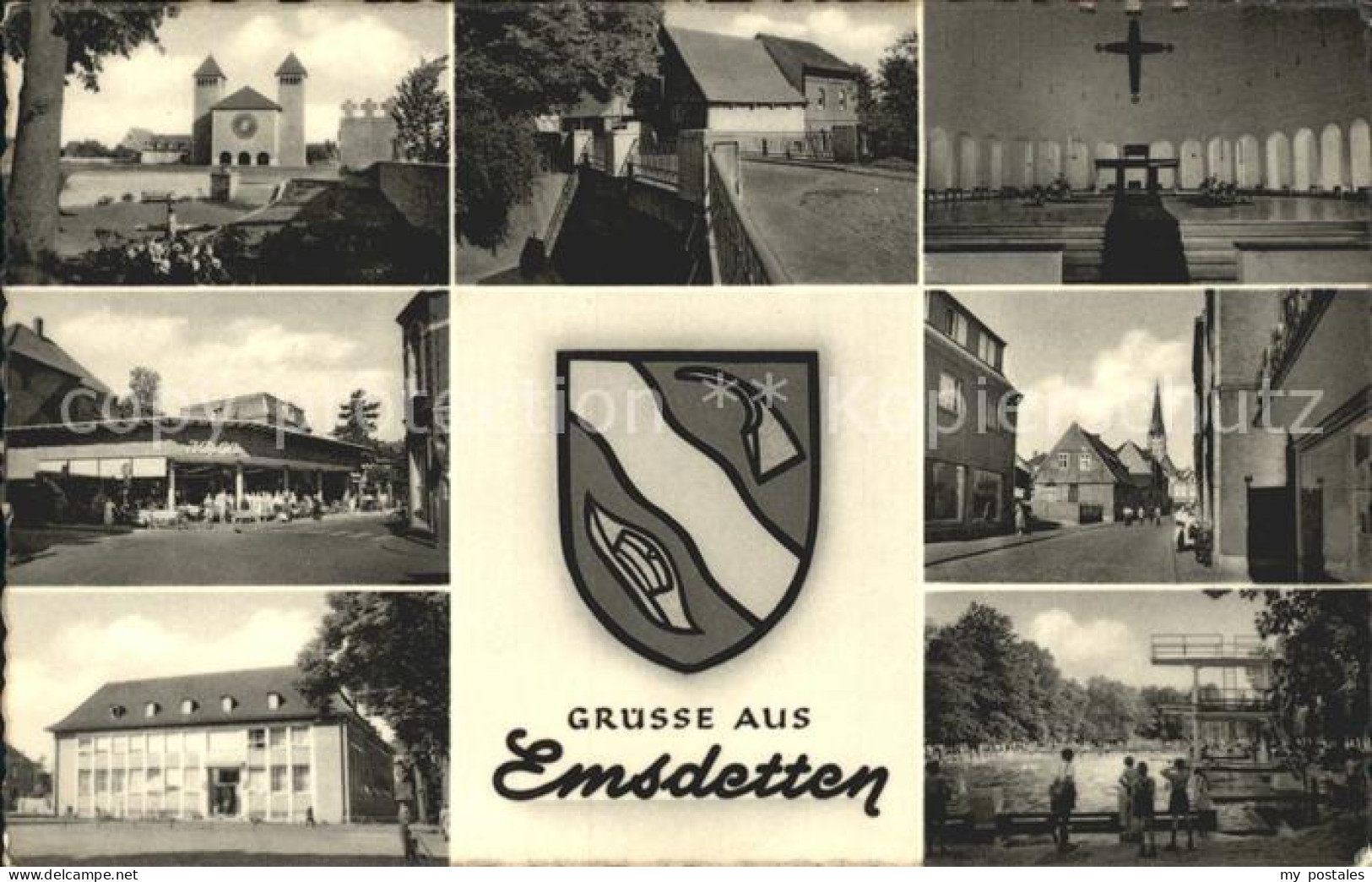 Emsdetten Teilansichten Kirche Freibad Wappen