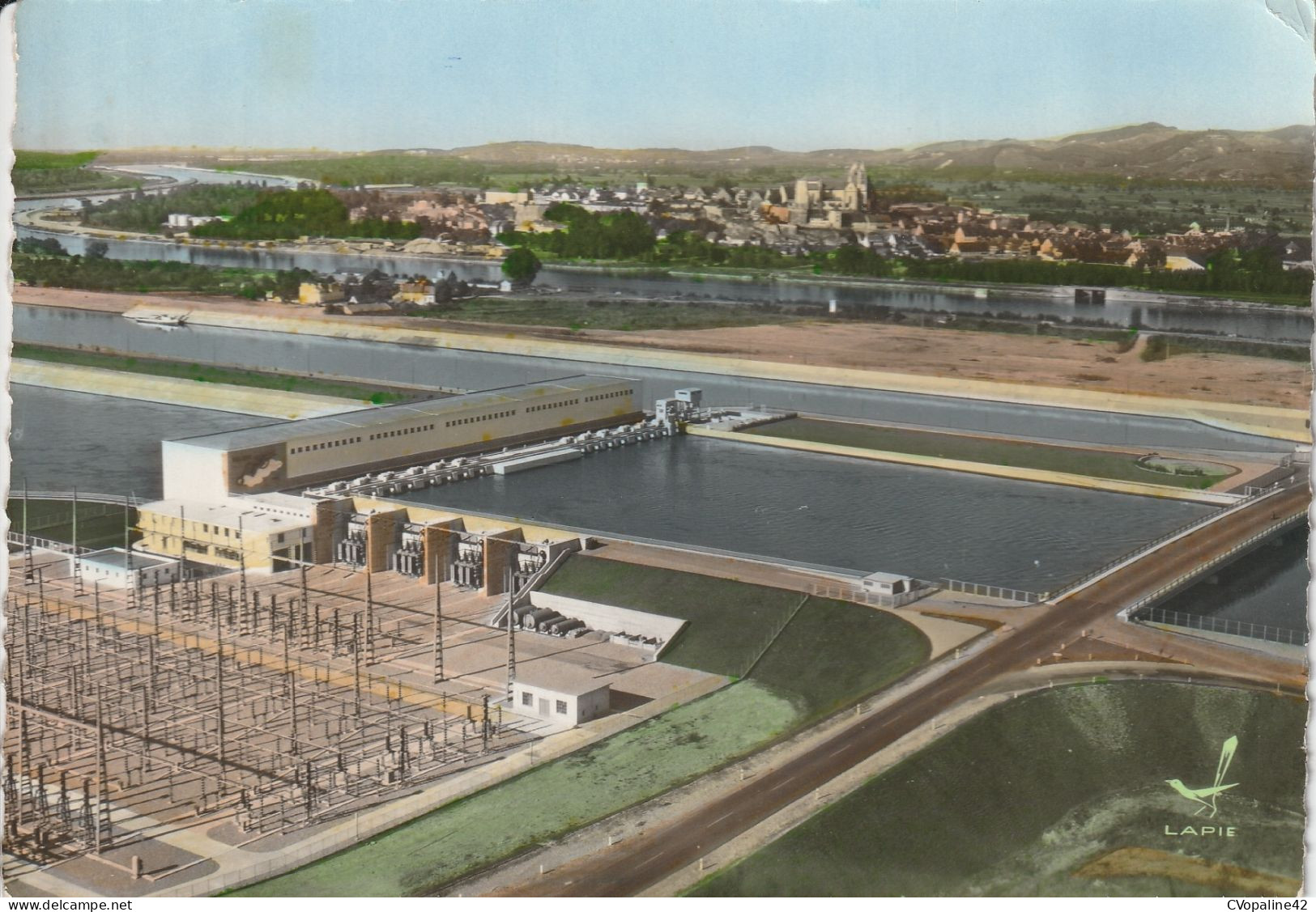 EN AVION AU-DESSUS DE ... BARRAGE DE VOGELGRUN (68) et VIEUX BRISACH  CPSM GF