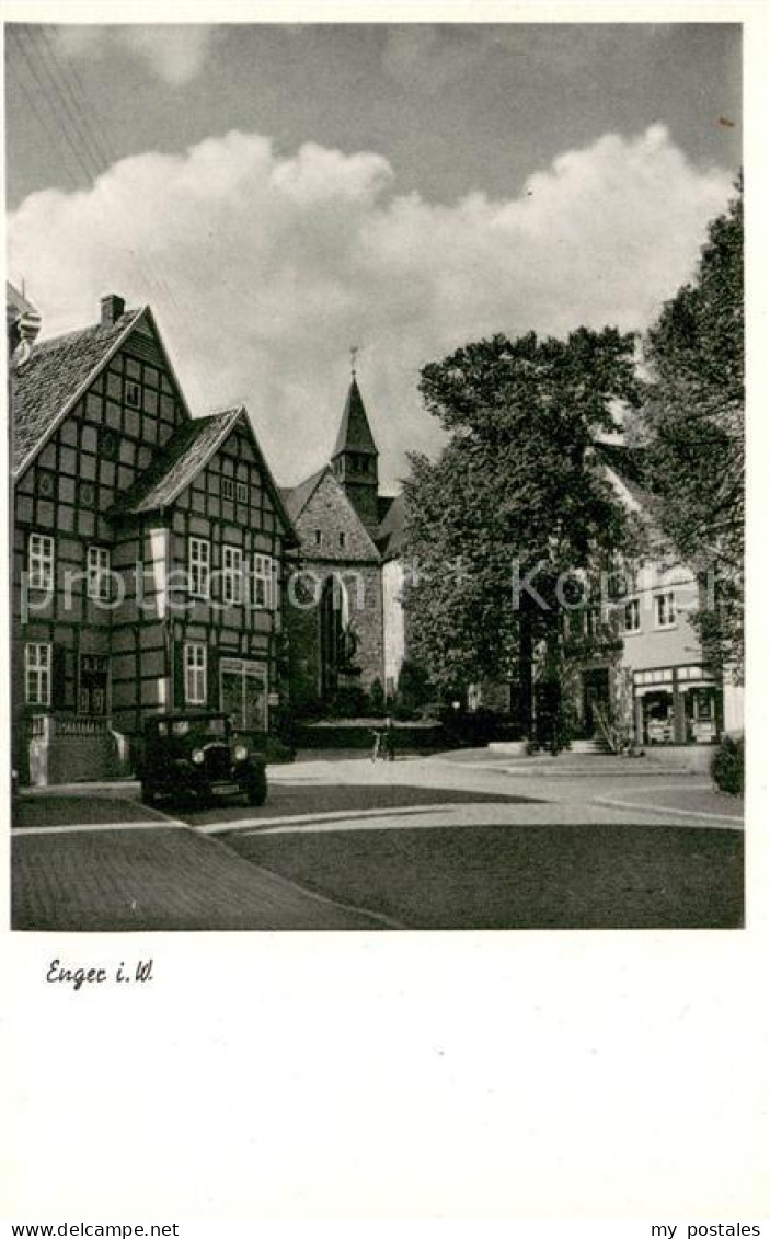 Enger Teilansicht Kirchturm Fachwerkhaeuser