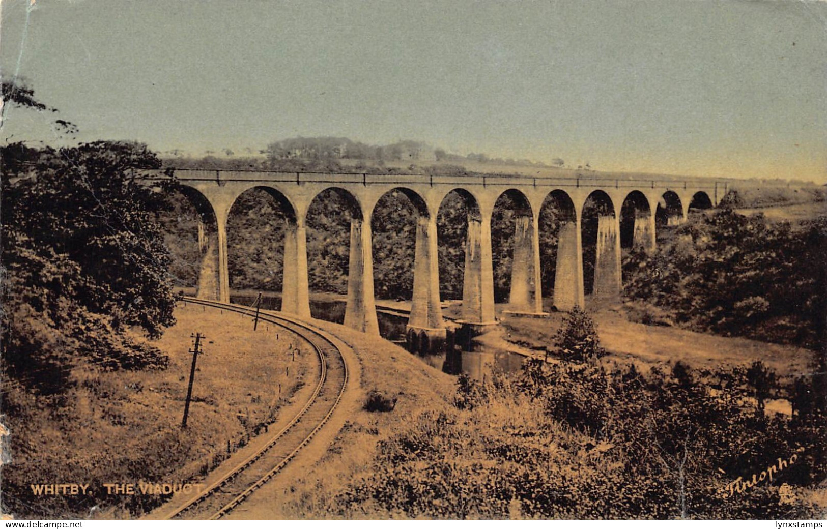 England 1905 Whitby Viaduct vintage postcard