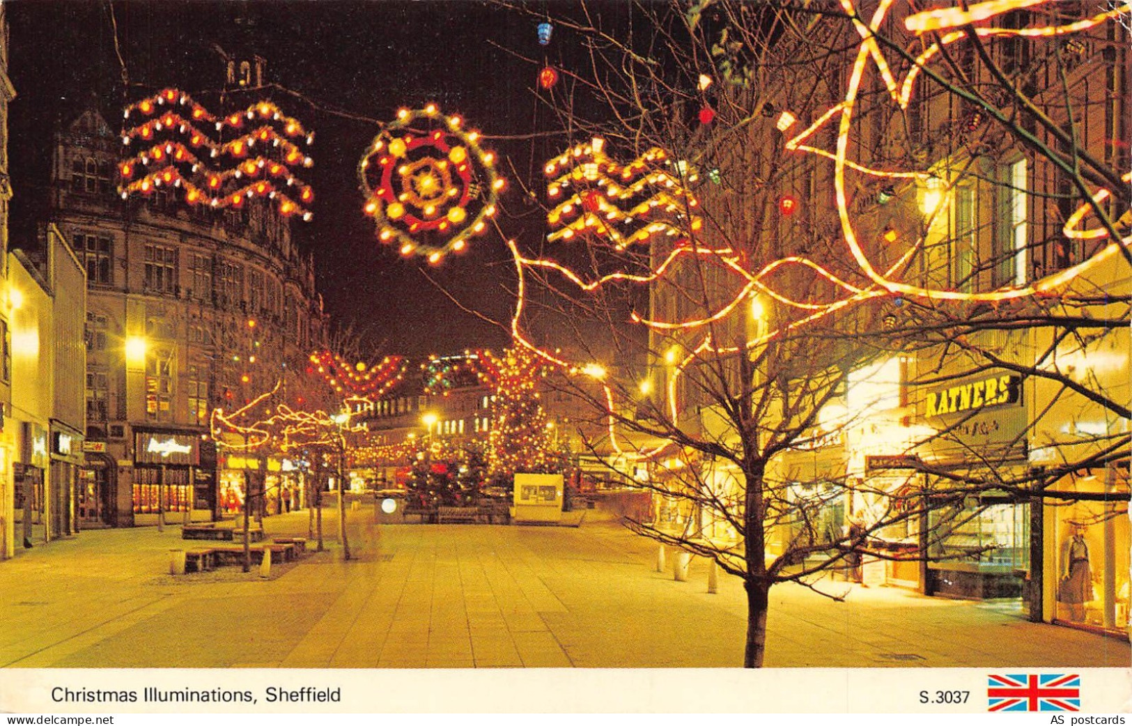 England Sheffield Christmas Illuminations vintage postcard B823