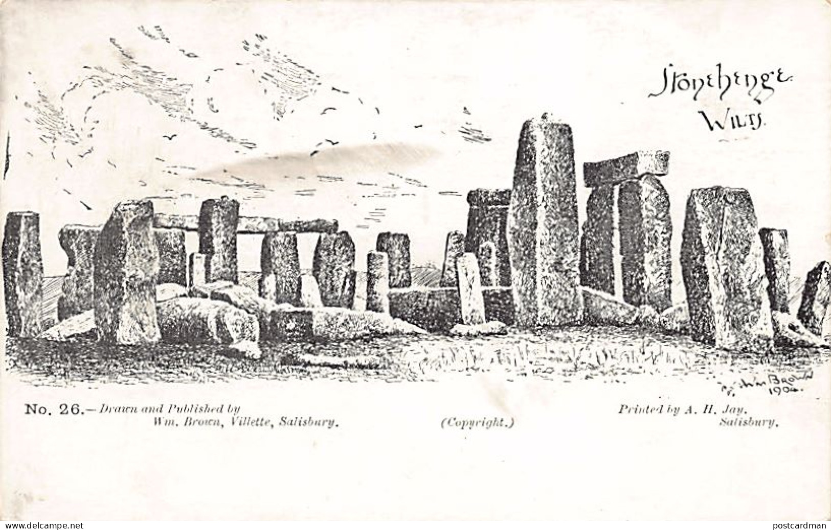 England - STONEHENGE - Drawn and published by Wm. Brown, Villette, Salisbury