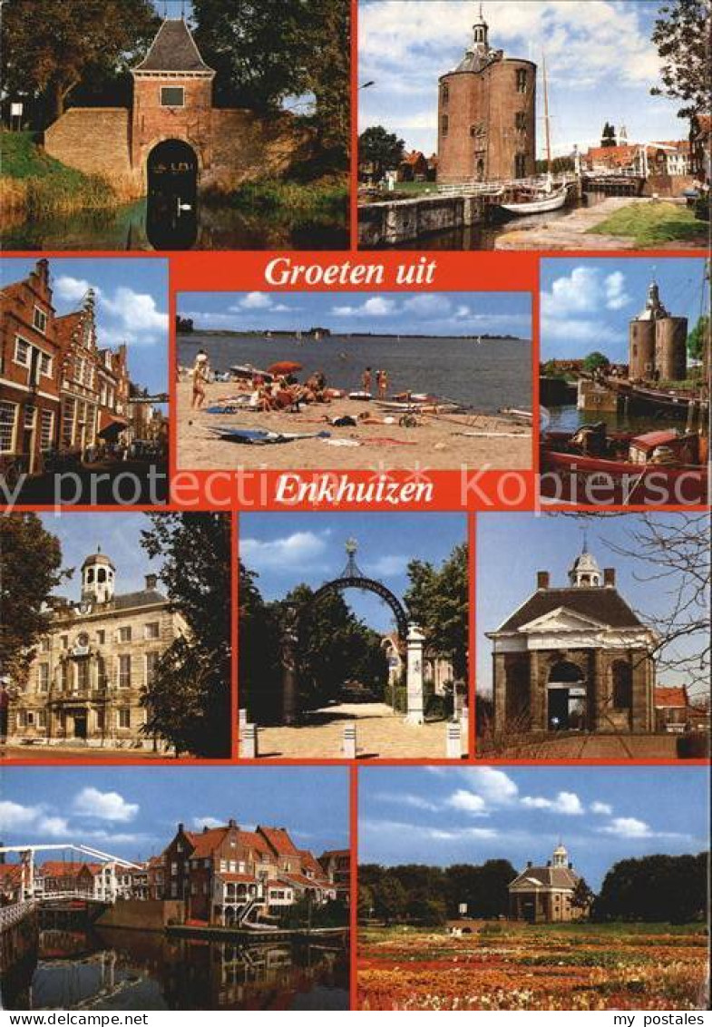 Enkhuizen Turm Gebaeude Bruecke Badestrand