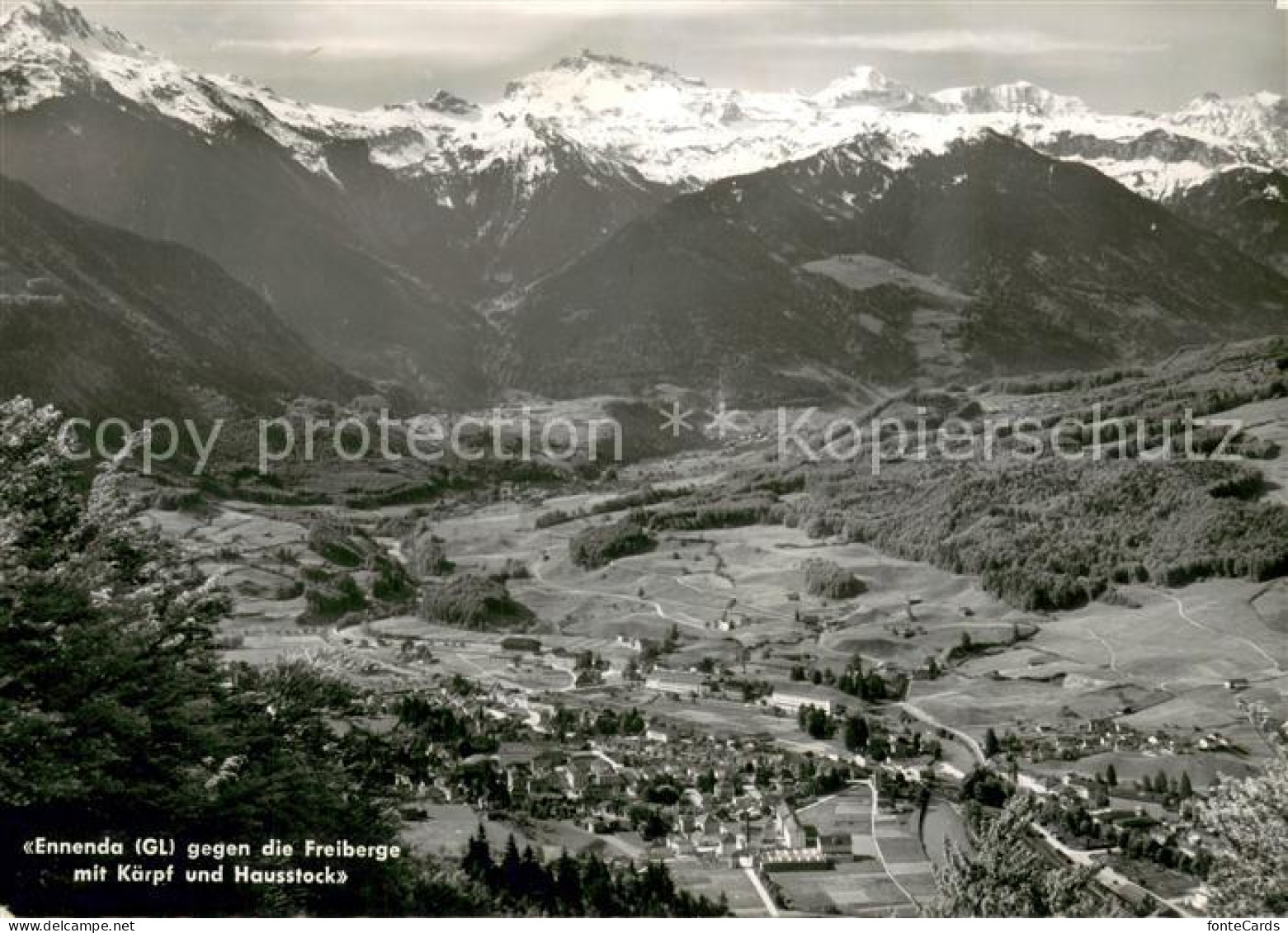 Ennenda mit Freiberge Kaerpf und Hausstock Feldpost