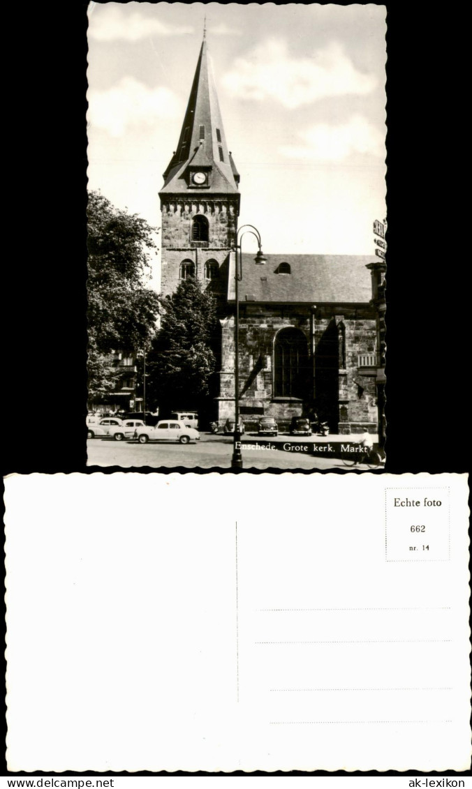 Enschede Enschede (Eanske) Grote Kerk am Marktplatz mit Automobilen 1960